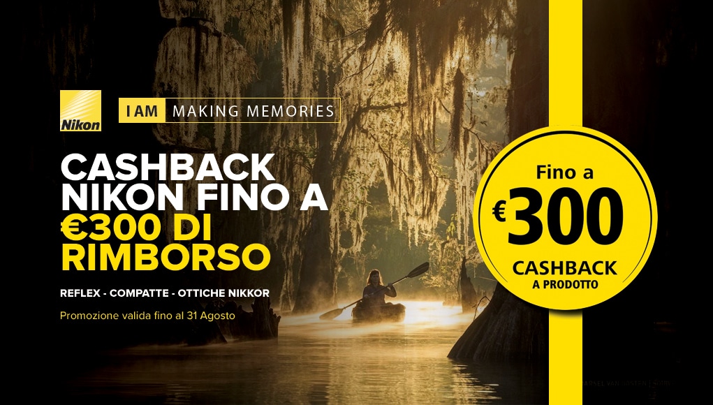 Cashback Nikon, fino a 300€ di rimborso su reflex, obiettivi e compatte