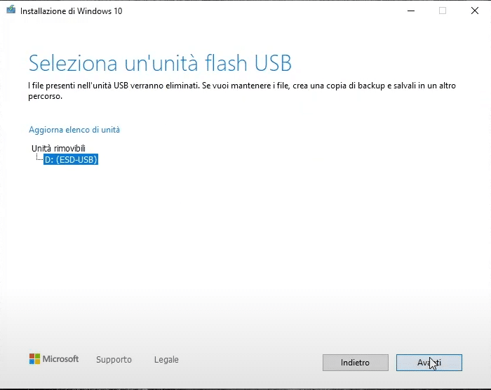 installazione windows 10 MSI Modern 14 B11MOL