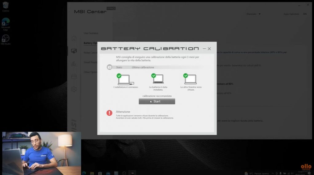 calibrazione msi center ollo store