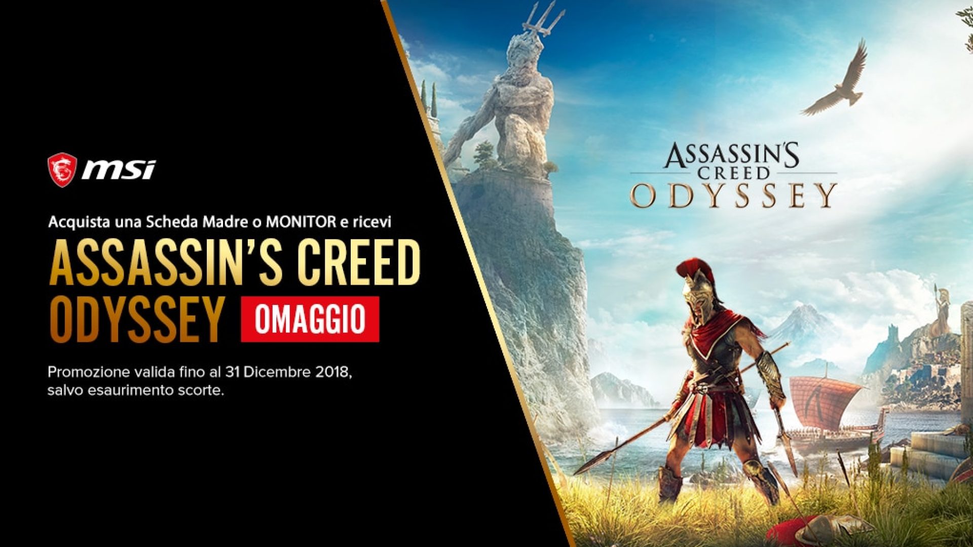 Acquista un prodotto MSI e ricevi Assassin's Creed Odyssey in omaggio