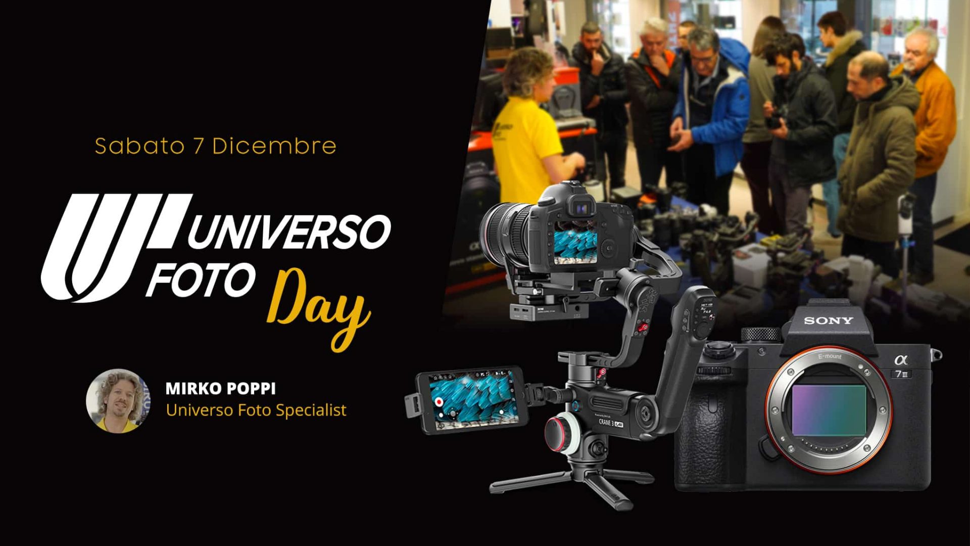 Universo Foto Day prova gratis Sony, Canon, Fuji, Zhiyun e luci Nanlite, con modella! sabato